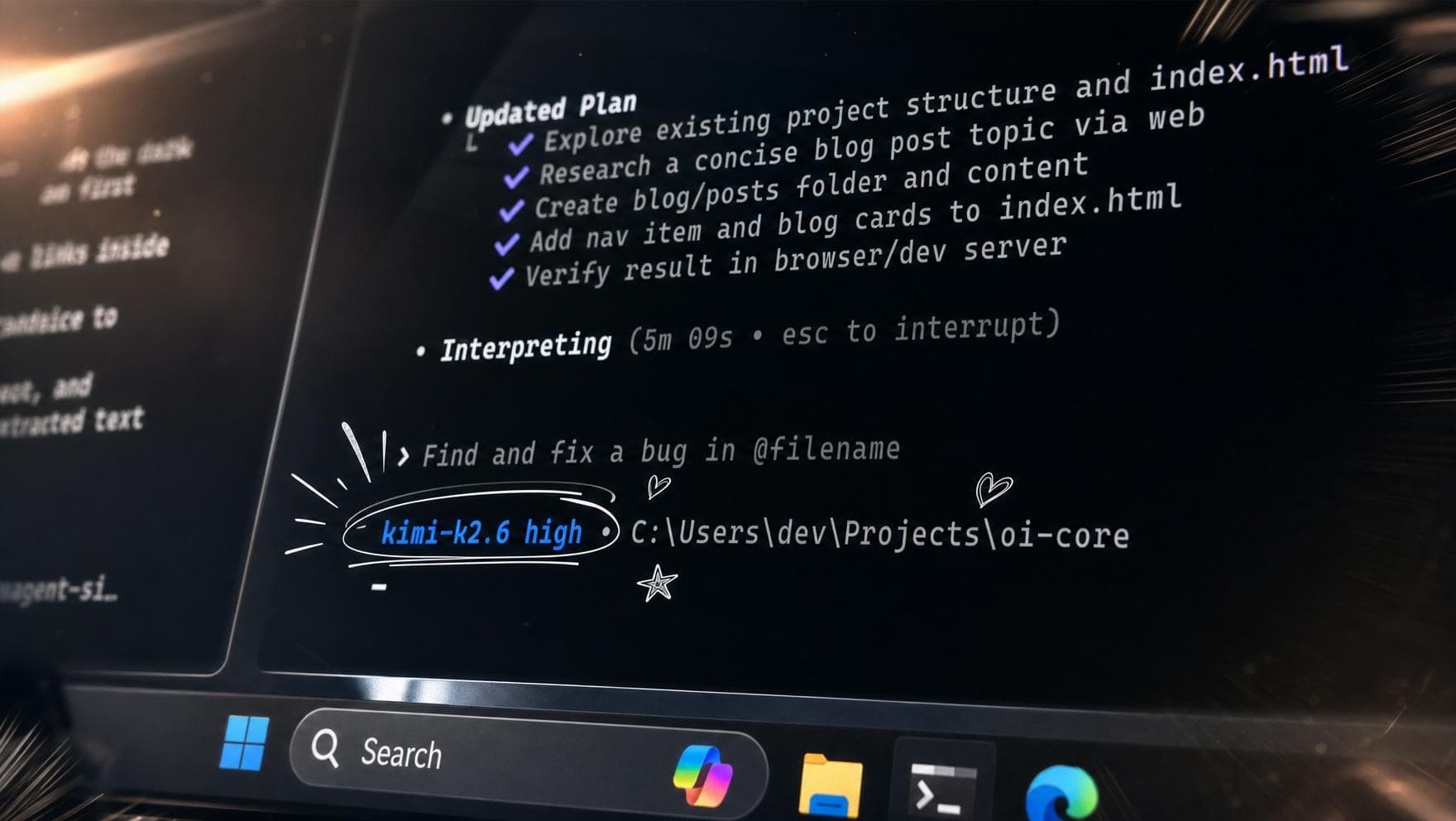 A close-up of a laptop screen running Open Interpreter